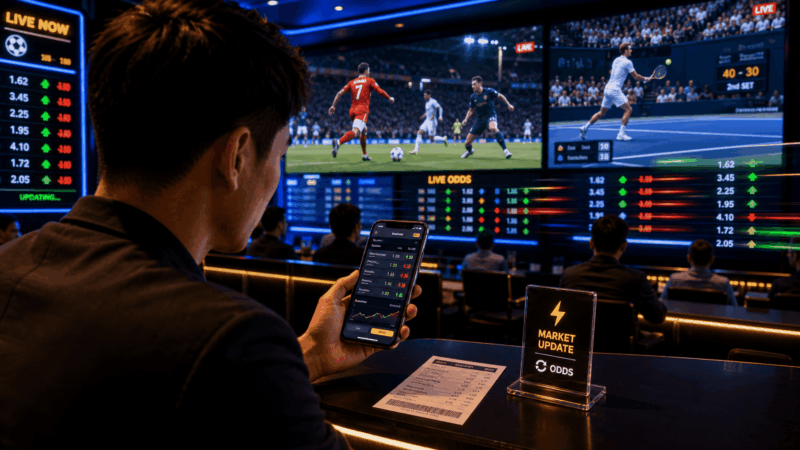 Odds changes during live betting market updates
